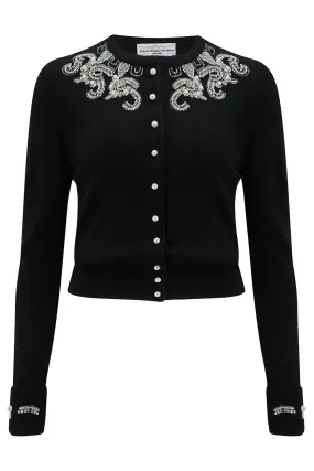 The Beaded Cardigan in Black, Stunning 1940s Vintage Style