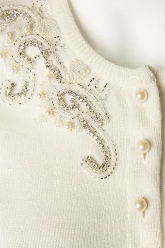 The Beaded Cardigan in Cream, Stunning 1940s Vintage Style