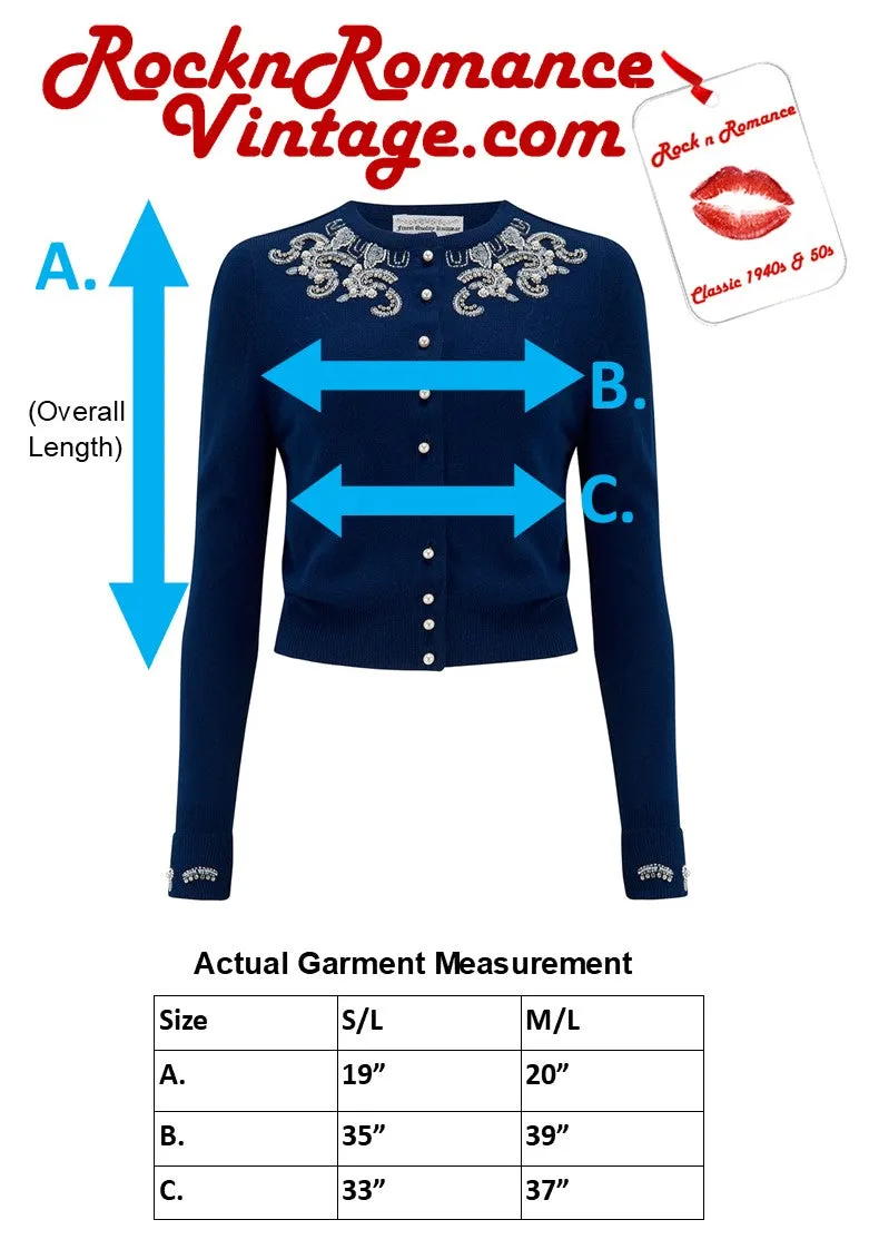 The Beaded Cardigan in Navy Blue, Stunning 1940s Vintage Style
