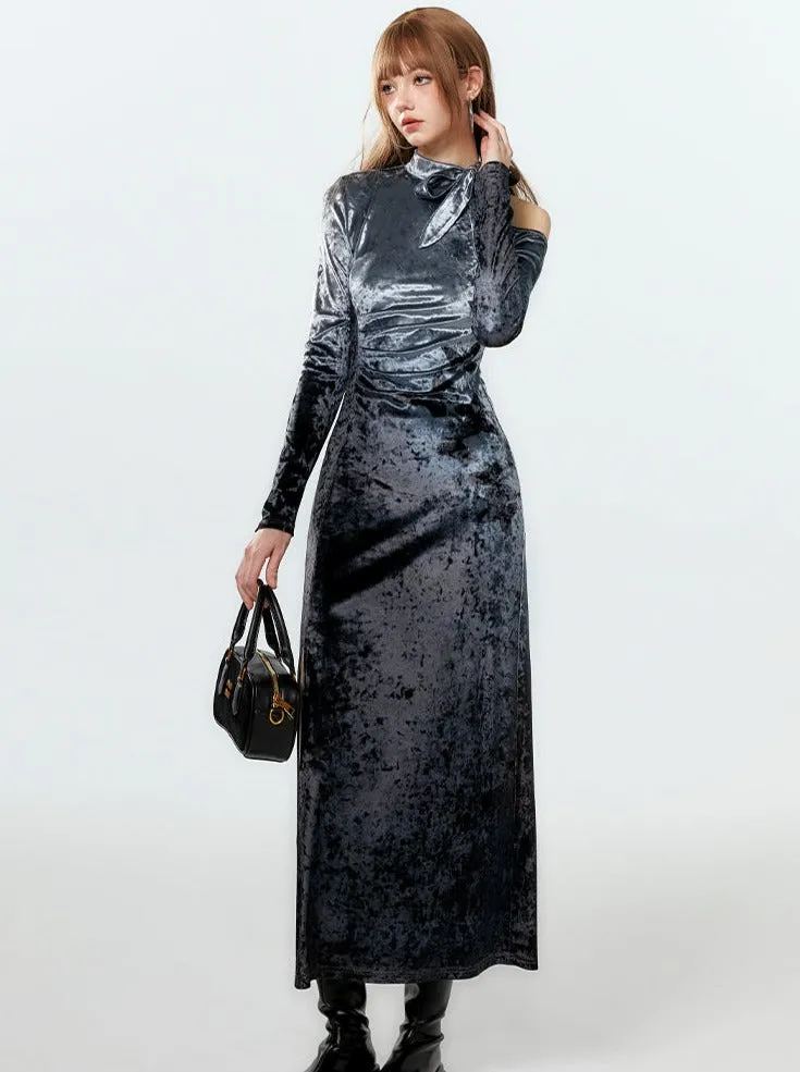 Velvet Dark Slim Dress Mode