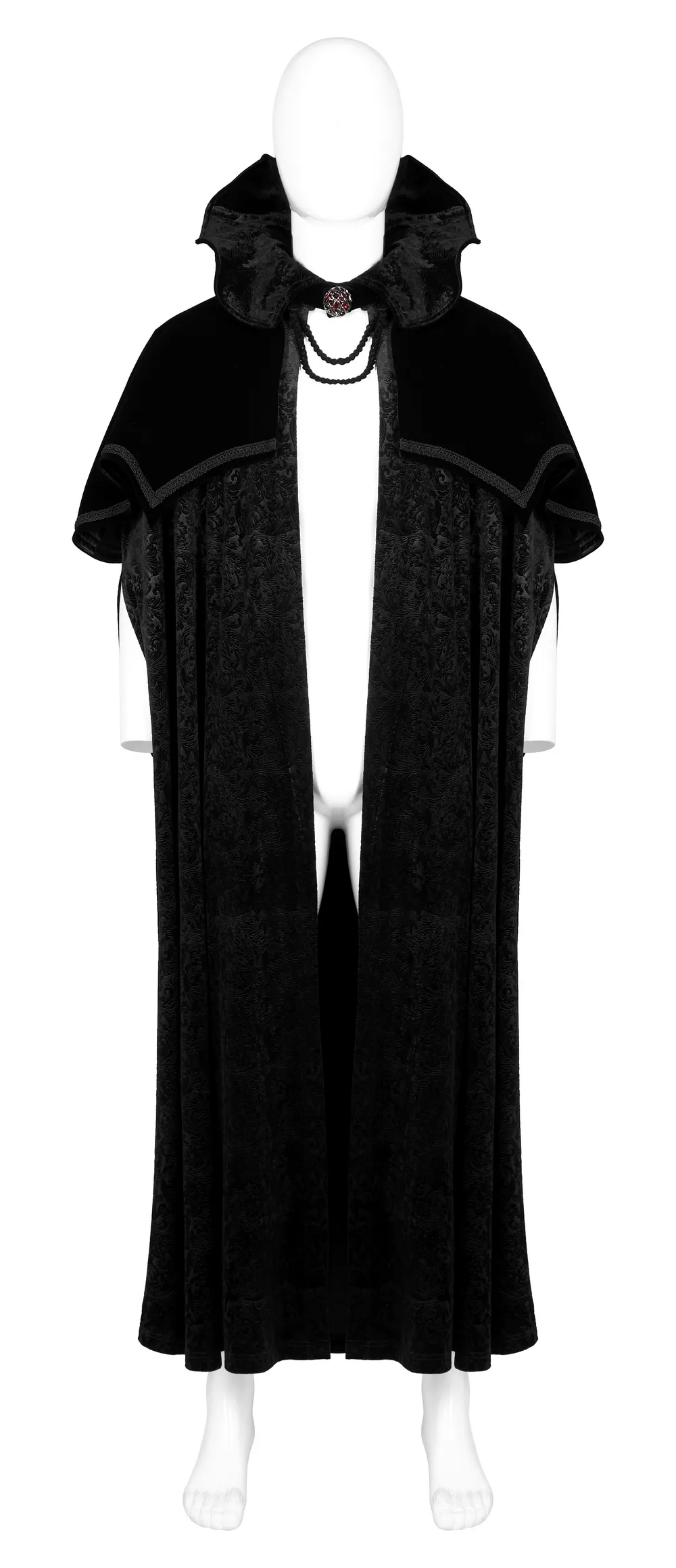 Victorian Velvet Cloak with Wire Collar and Gemstone