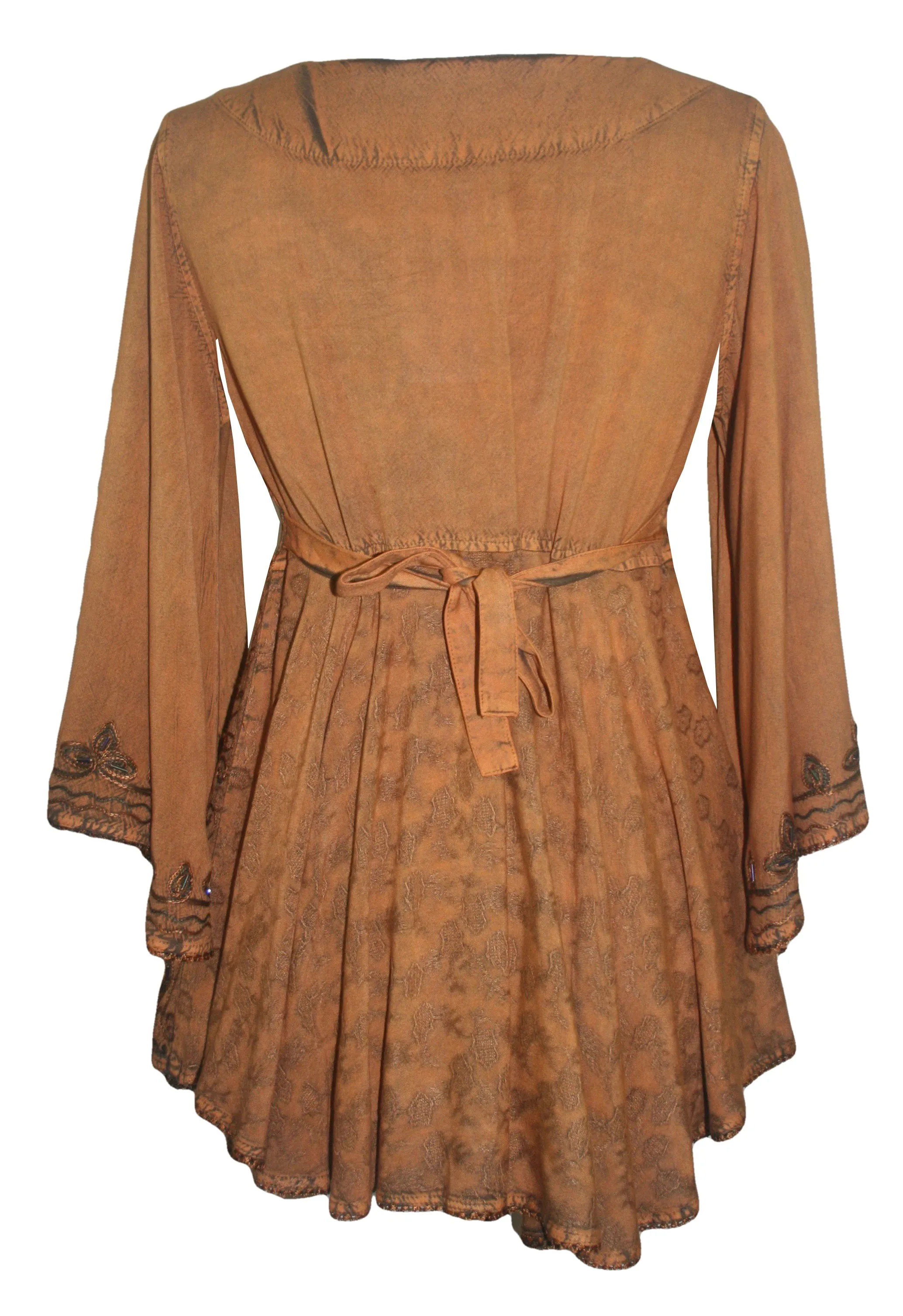 Women's Roman Butterfly Bell Sleeve Flare Hem Embroidered Sequin Tunic ~ 116 B