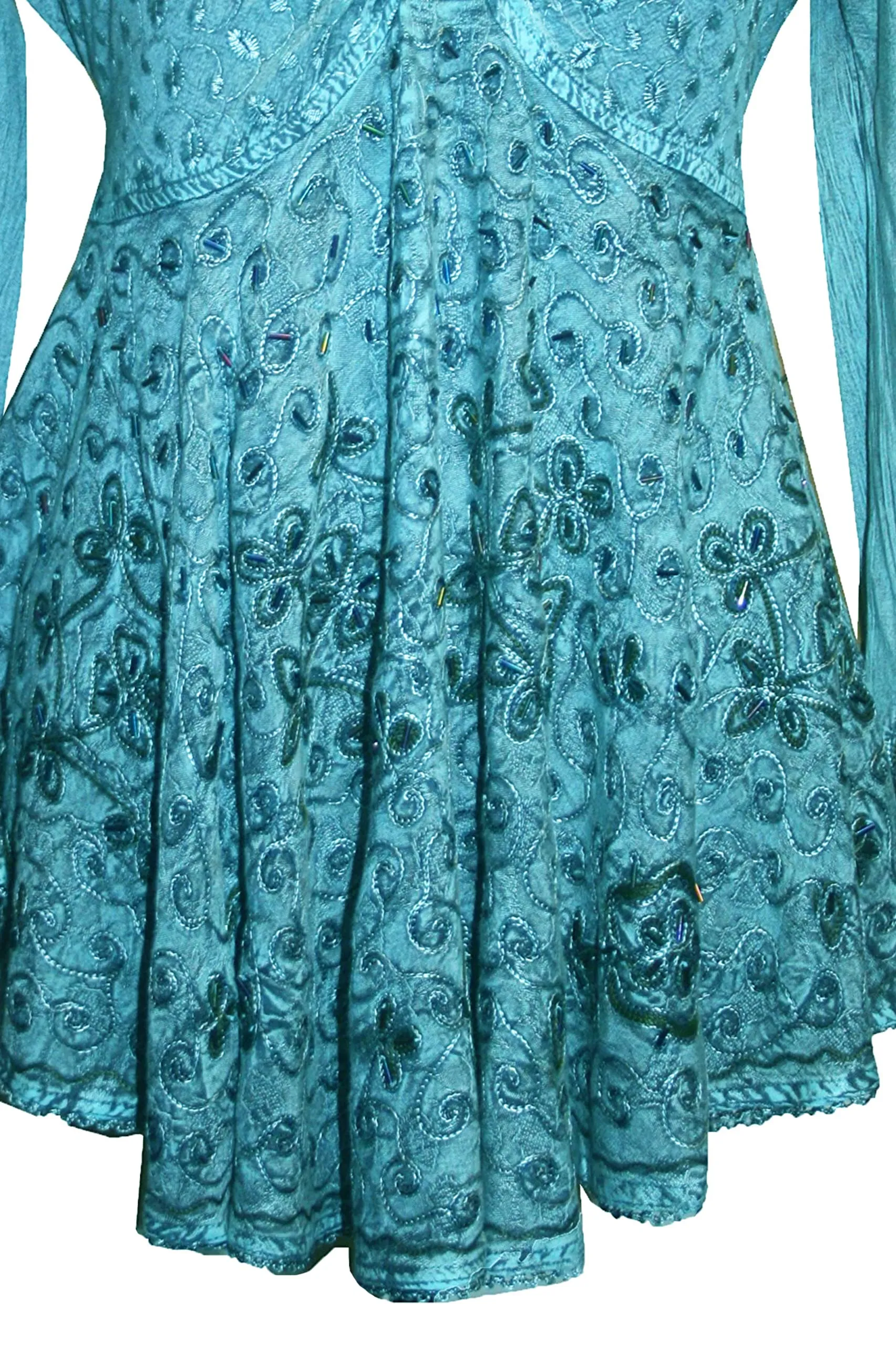 Women's Roman Butterfly Bell Sleeve Flare Hem Embroidered Sequin Tunic ~ 116 B