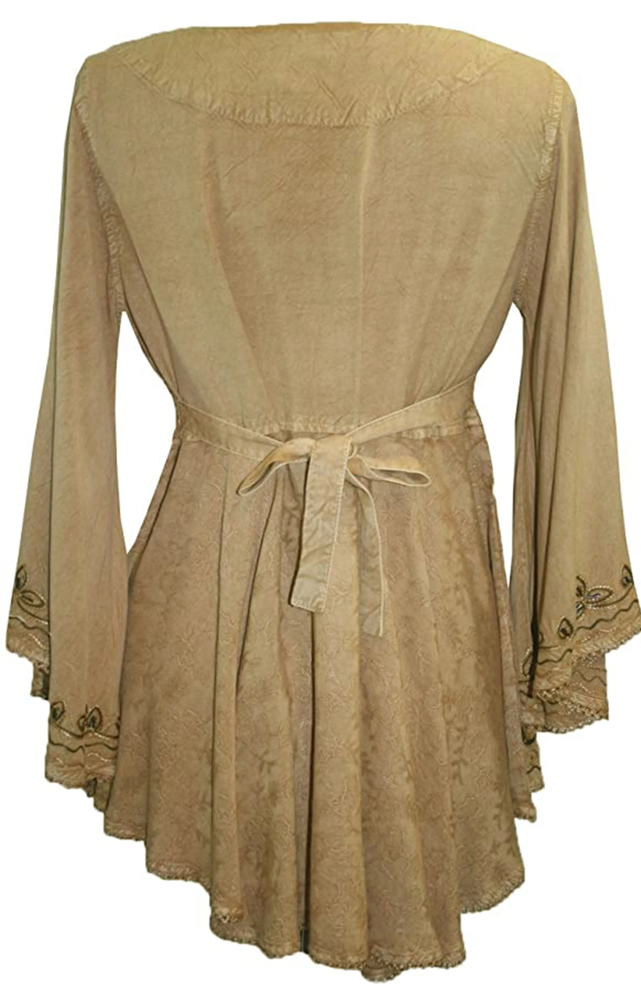 Women's Roman Butterfly Bell Sleeve Flare Hem Embroidered Sequin Tunic ~ 116 B