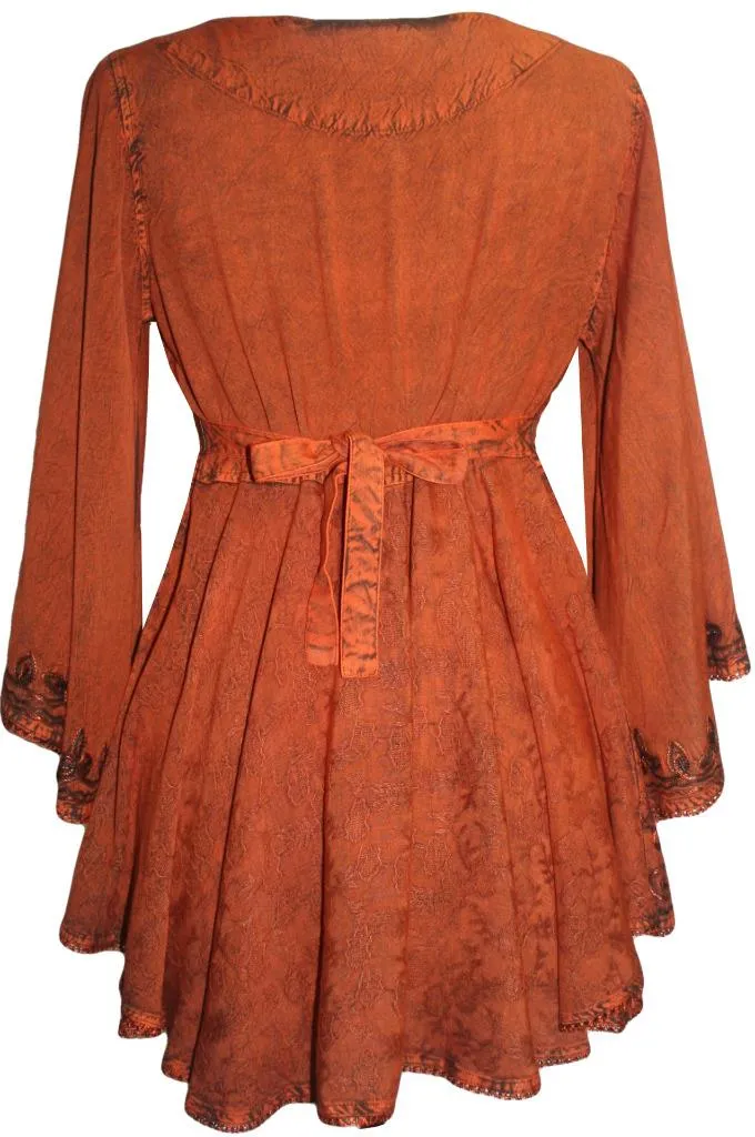 Women's Roman Butterfly Bell Sleeve Flare Hem Embroidered Sequin Tunic ~ 116 B