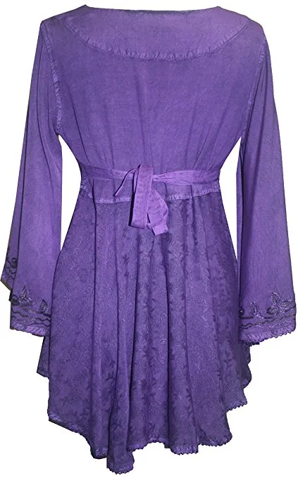 Women's Roman Butterfly Bell Sleeve Flare Hem Embroidered Sequin Tunic ~ 116 B