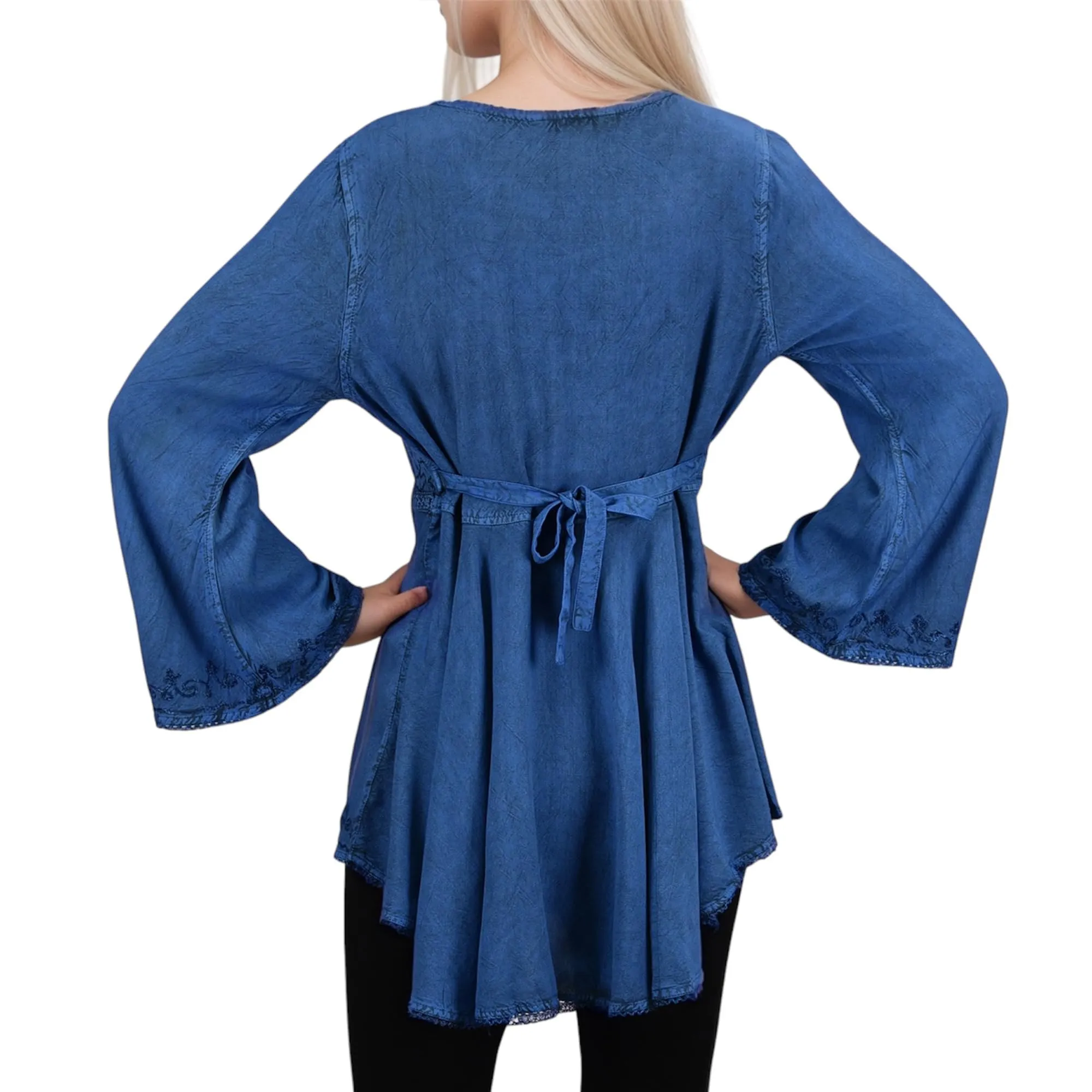 Women's Roman Butterfly Bell Sleeve Flare Hem Embroidered Sequin Tunic ~ 116 B