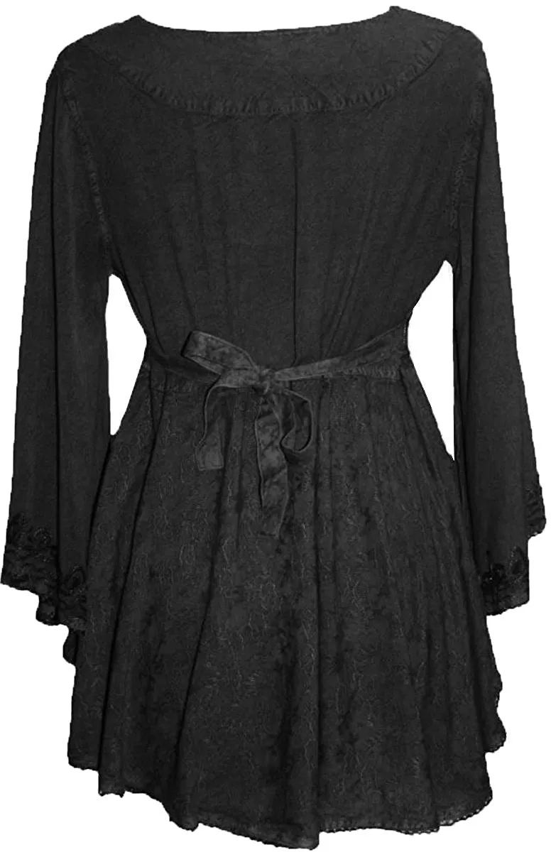 Women's Roman Butterfly Bell Sleeve Flare Hem Embroidered Sequin Tunic ~ 116 B