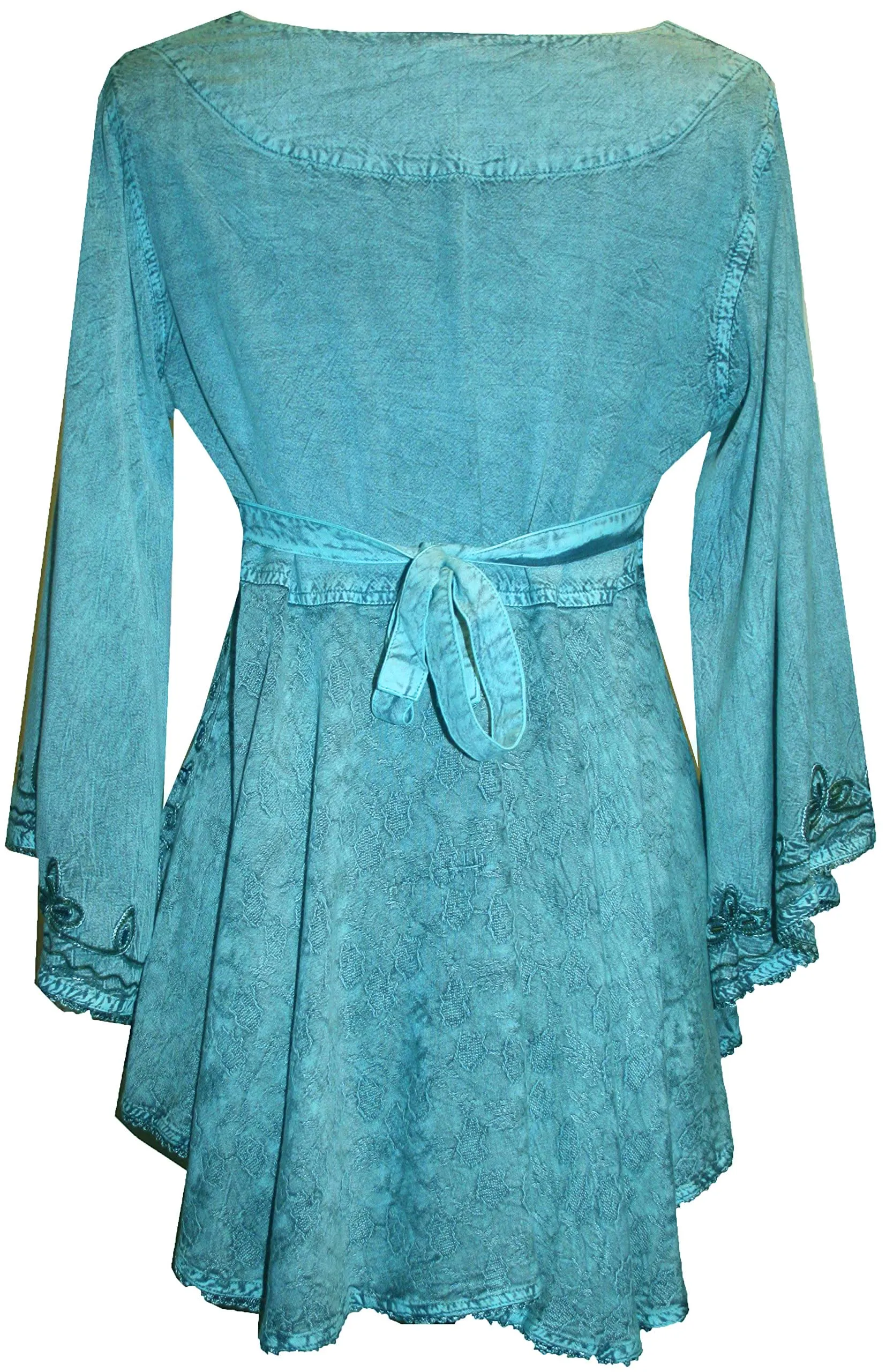 Women's Roman Butterfly Bell Sleeve Flare Hem Embroidered Sequin Tunic ~ 116 B