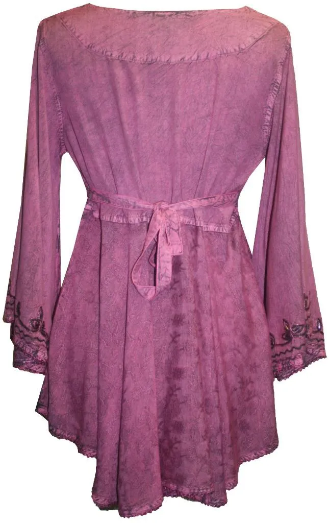 Women's Roman Butterfly Bell Sleeve Flare Hem Embroidered Sequin Tunic ~ 116 B