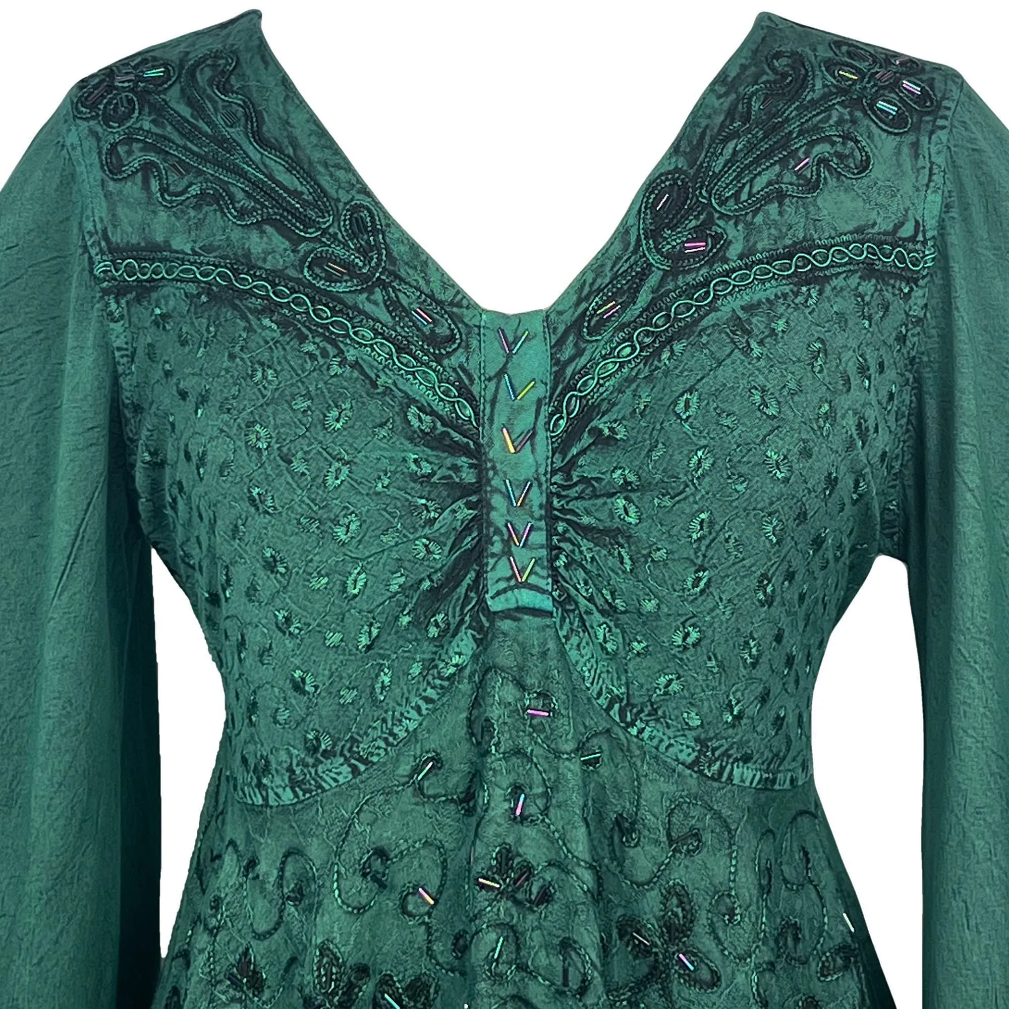Women's Roman Butterfly Bell Sleeve Flare Hem Embroidered Sequin Tunic ~ 116 B
