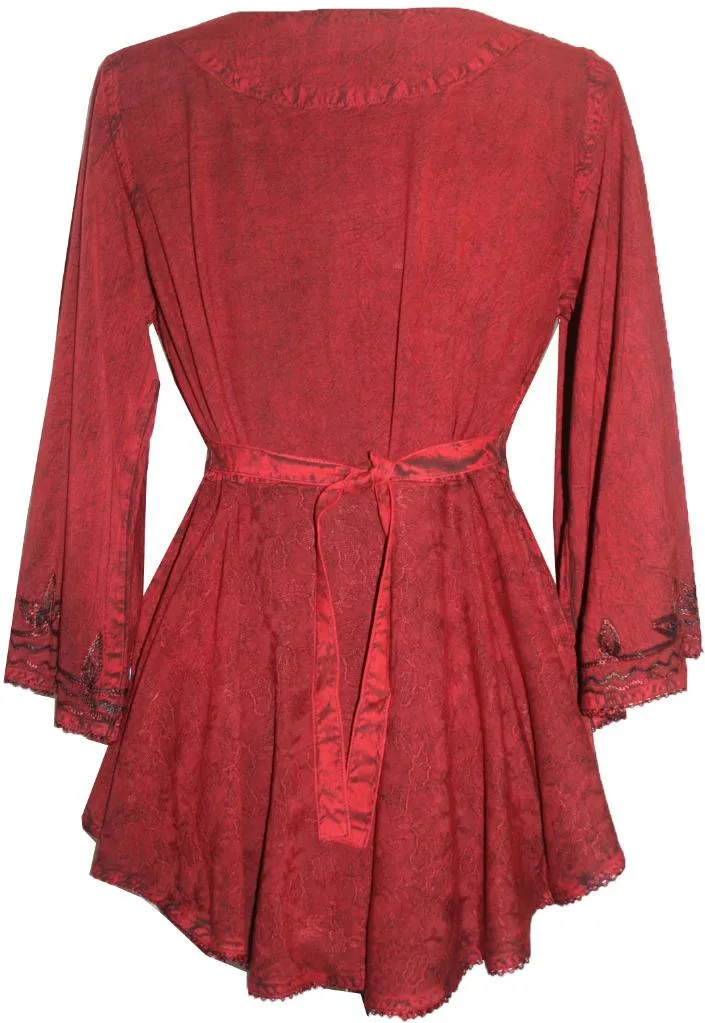 Women's Roman Butterfly Bell Sleeve Flare Hem Embroidered Sequin Tunic ~ 116 B