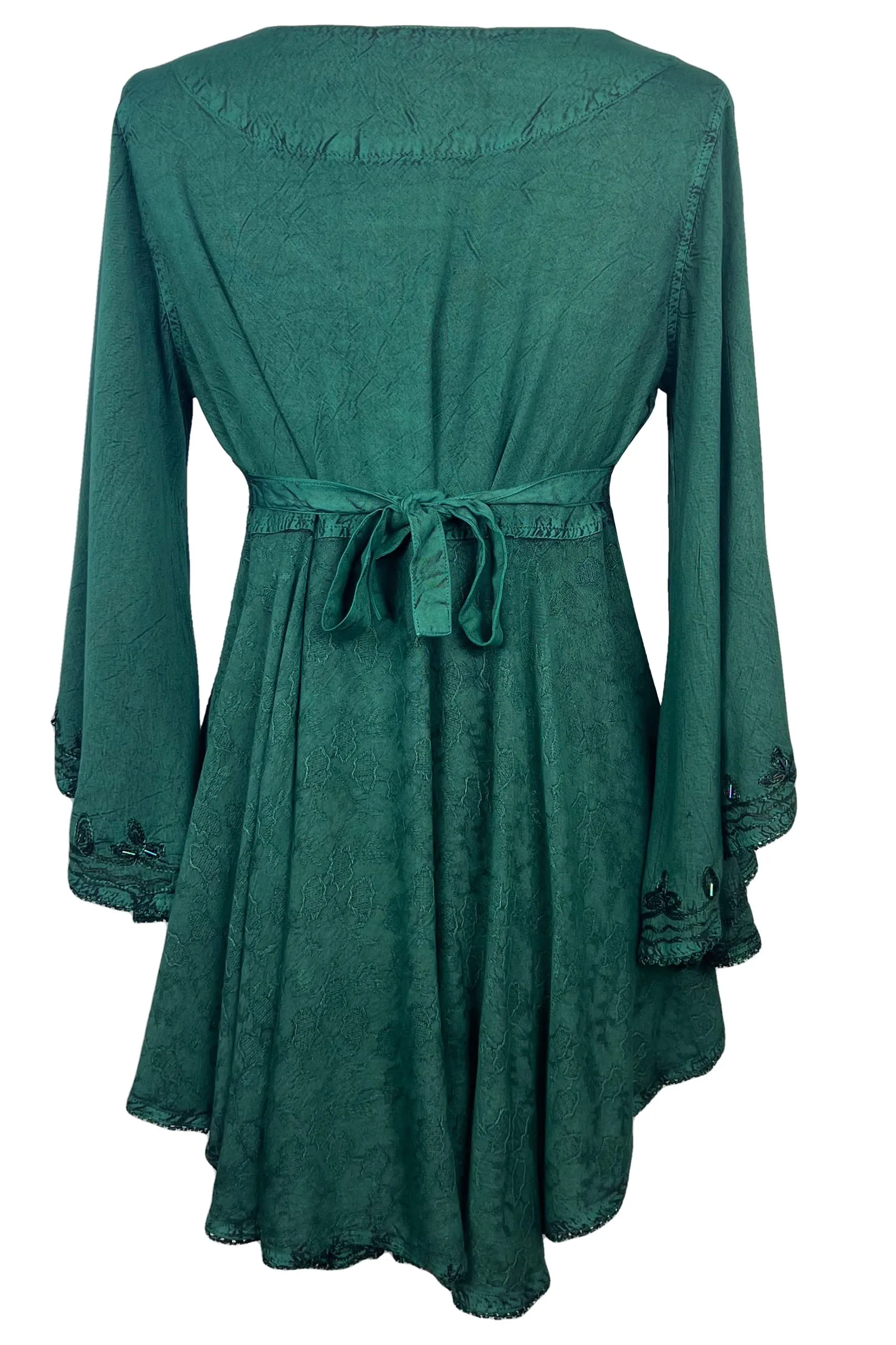 Women's Roman Butterfly Bell Sleeve Flare Hem Embroidered Sequin Tunic ~ 116 B