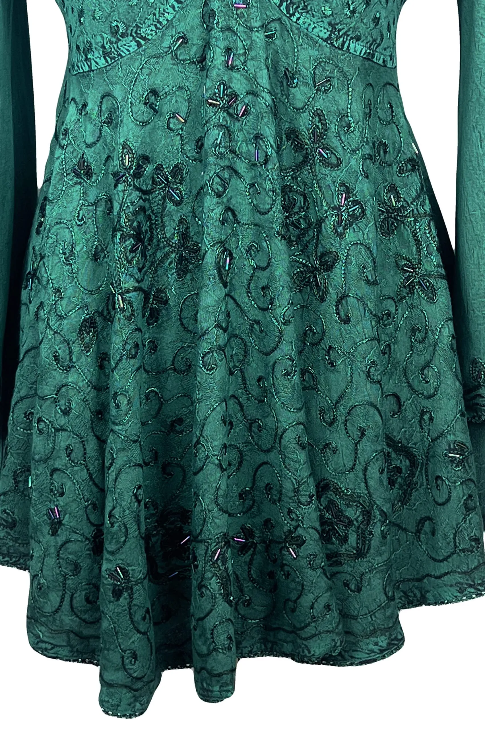 Women's Roman Butterfly Bell Sleeve Flare Hem Embroidered Sequin Tunic ~ 116 B