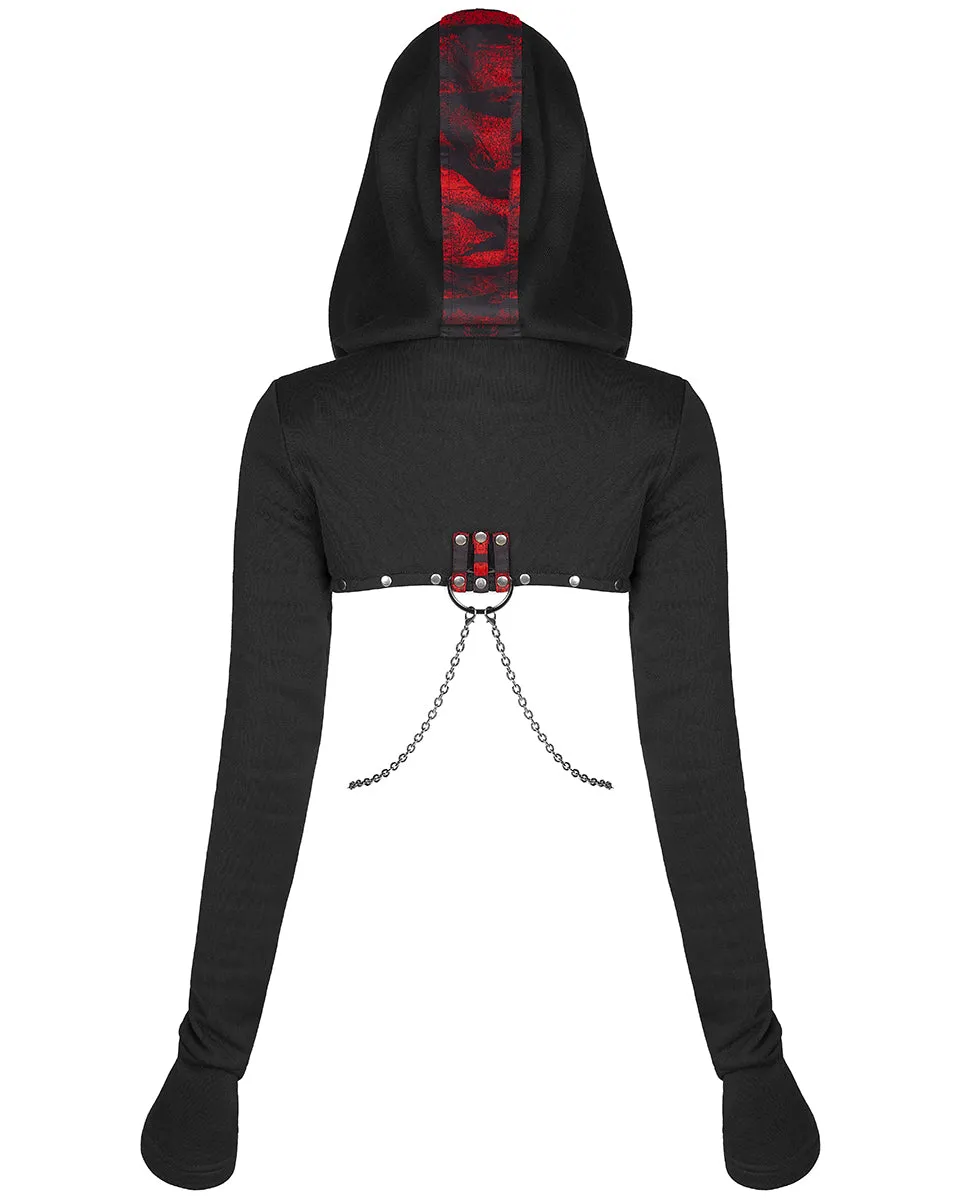 WY-1313 Serpentine Womens Punk Hooded Bolero - Black & Red